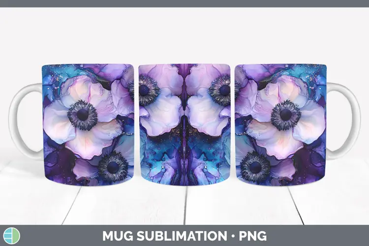 Galaxy Anemone Mug Wrap Sublimation Coffee Cup Designs