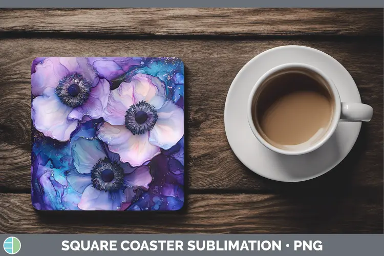 Galaxy Anemone Square Coaster Sublimation Coaster Designs