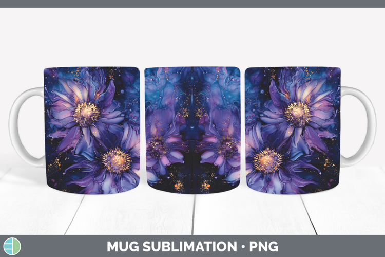 Galaxy Aster Mug Wrap Sublimation Coffee Cup Designs