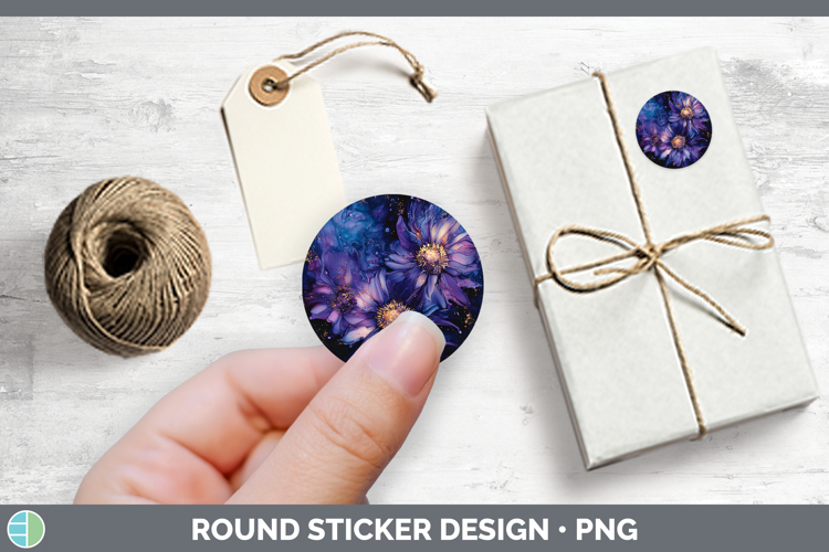 Galaxy Aster Stickers | Round Labels Designs