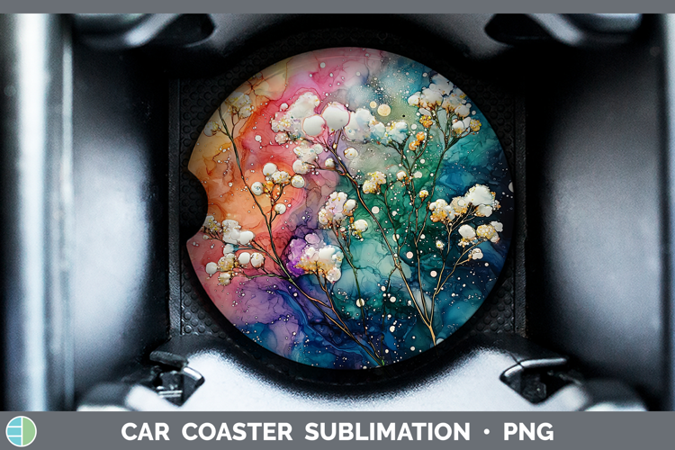 Galaxy Babys Breath Gypsophila Car Coaster Sublimation Desi