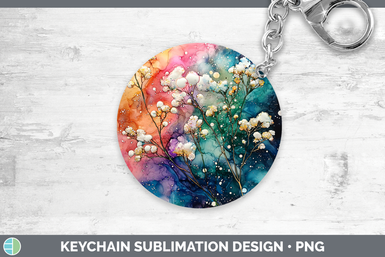 Galaxy Babys Breath Gypsophila Keychain Sublimation Keyring
