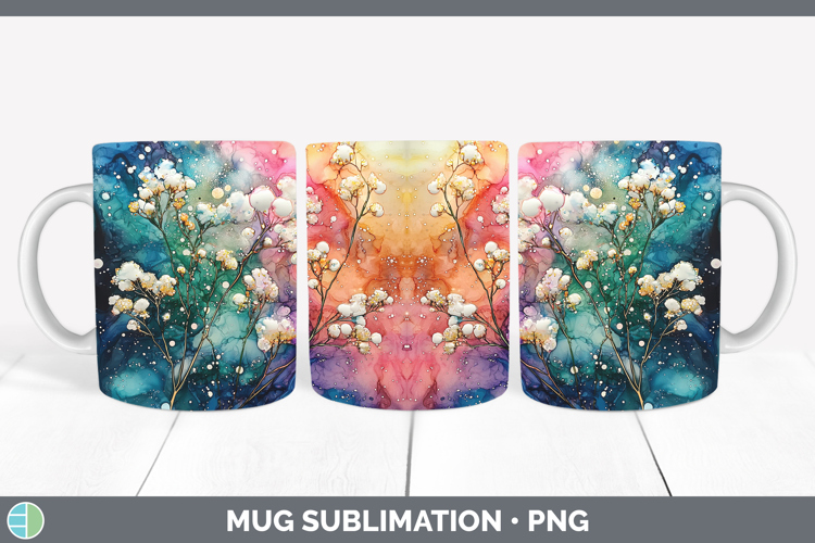 Galaxy Babys Breath Gypsophila Mug Wrap Sublimation Coffee C