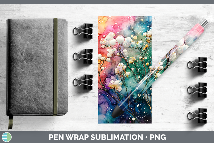 Galaxy Babys Breath Gypsophila Pen Wrap Sublimation Pen Desi