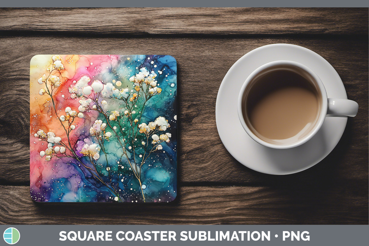 Galaxy Babys Breath Gypsophila Square Coaster Sublimation Co