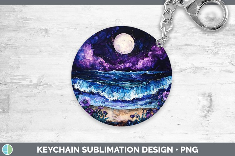 Galaxy Beach Keychain Sublimation Keyring Designs