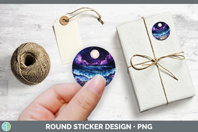 Galaxy Beach Stickers | Round Labels Designs