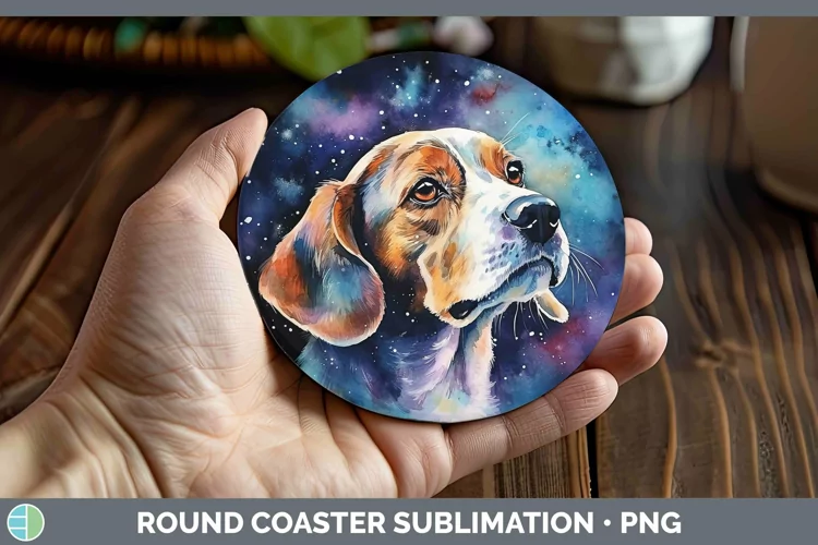 Galaxy Beagle Round Coaster Sublimation Coaster Designs