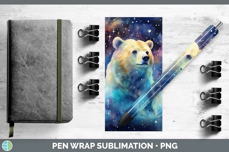 Galaxy Bear Pen Wrap Sublimation Epoxy Pen Designs
