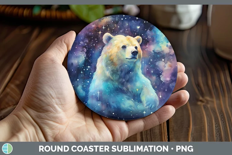 Galaxy Bear Round Coaster Sublimation Coaster Designs