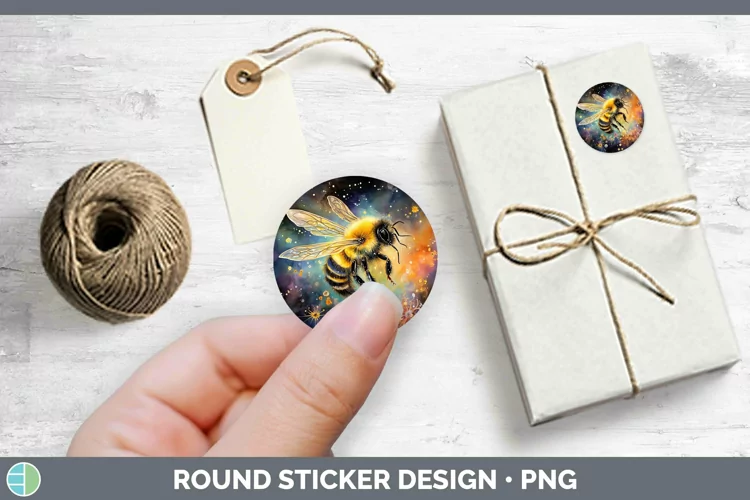 Galaxy Bee Stickers | Round Labels Designs