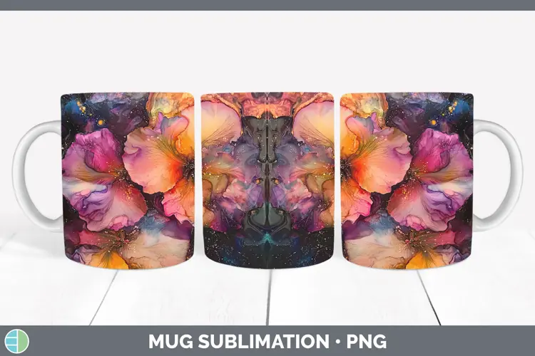 Galaxy Begonia Mug Wrap Sublimation Coffee Cup Designs