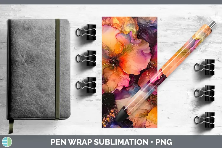 Galaxy Begonia Pen Wrap Sublimation Pen Designs