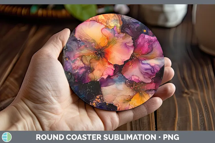 Galaxy Begonia Round Coaster Sublimation Coaster Designs