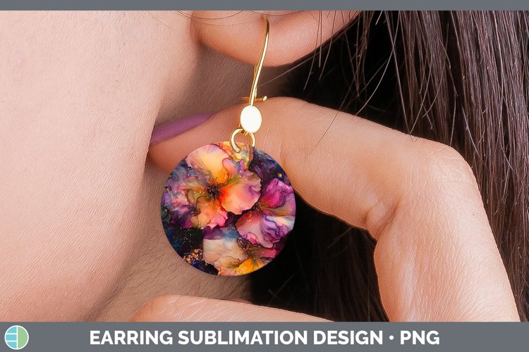 Galaxy Begonia Round Earrings Sublimation Earrings Designs