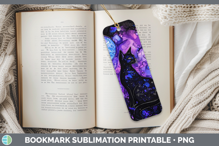Galaxy Black Cat Bookmark Sublimation Printable Designs