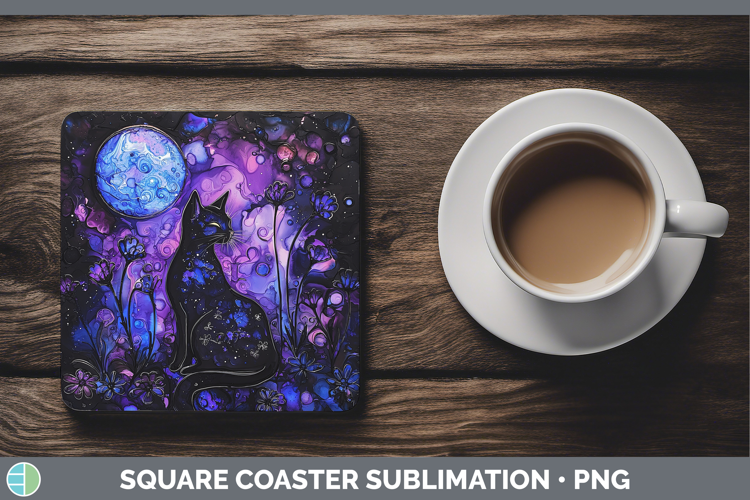 Galaxy Black Cat Square Coaster Sublimation Coaster Designs