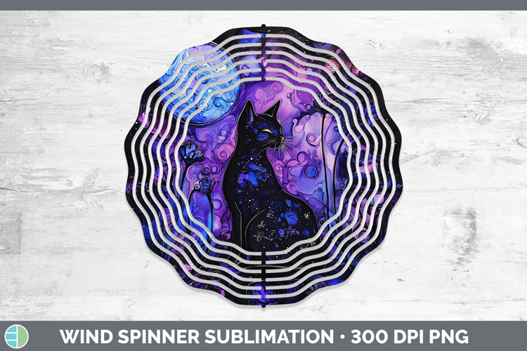 Galaxy Black Cat Wind Spinner Sublimation Spinner Designs