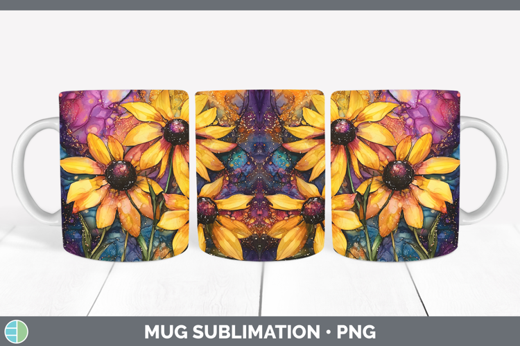 Galaxy Black-eyed Susan Mug Wrap Sublimation Coffee Cup Desi