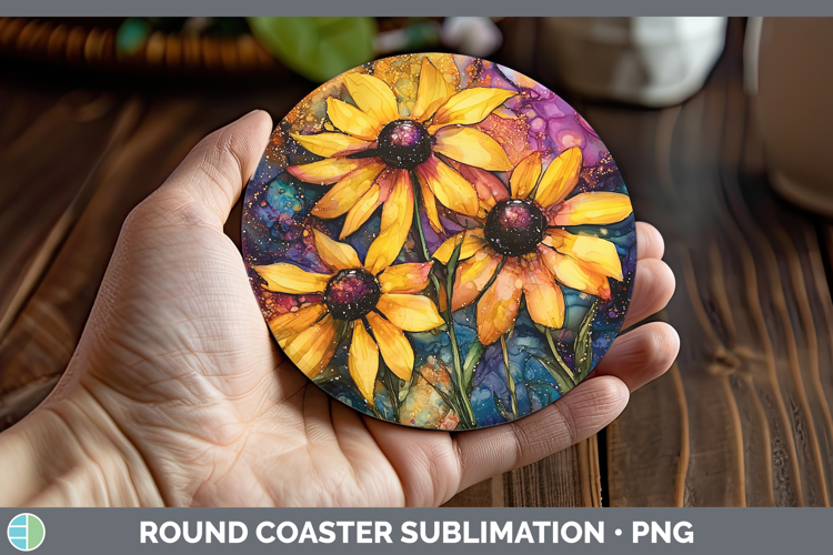 Galaxy Black-eyed Susan Round Coaster Sublimation Coaster De