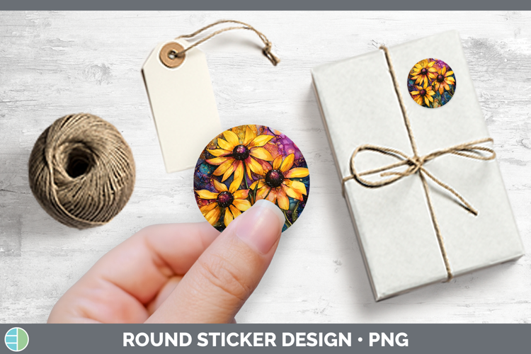 Galaxy Black-eyed Susan Stickers | Round Labels Designs