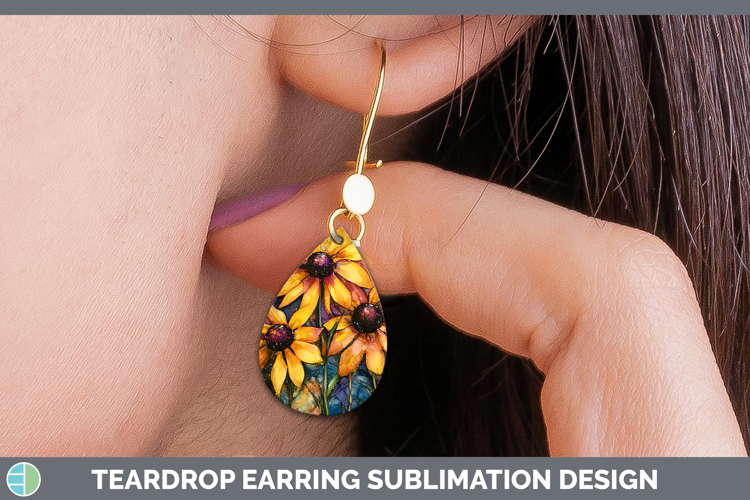 Galaxy Black-eyed Susan Teardrop Earrings Sublimation Earrin