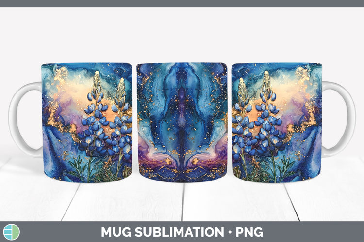 Galaxy Bluebonnet Mug Wrap Sublimation Coffee Cup Designs