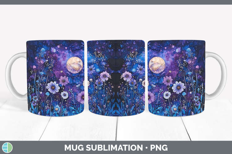 Galaxy Boho Florals Mug Wrap Sublimation Coffee Cup Designs