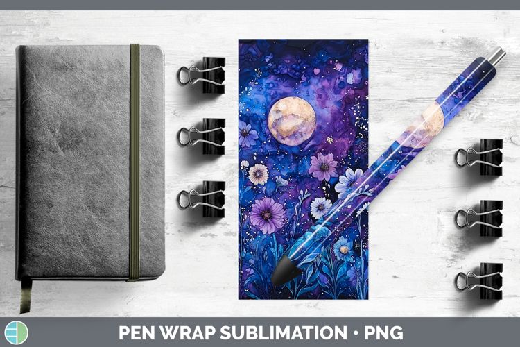 Galaxy Boho Florals Pen Wrap Sublimation Pen Designs