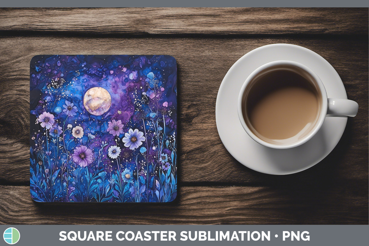 Galaxy Boho Florals Square Coaster Sublimation Coaster Desig