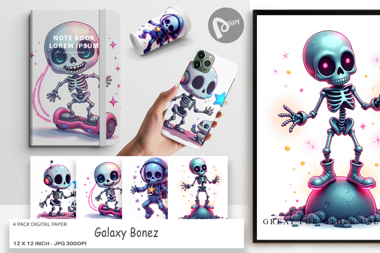 Digital Paper Galaxy Skeletons