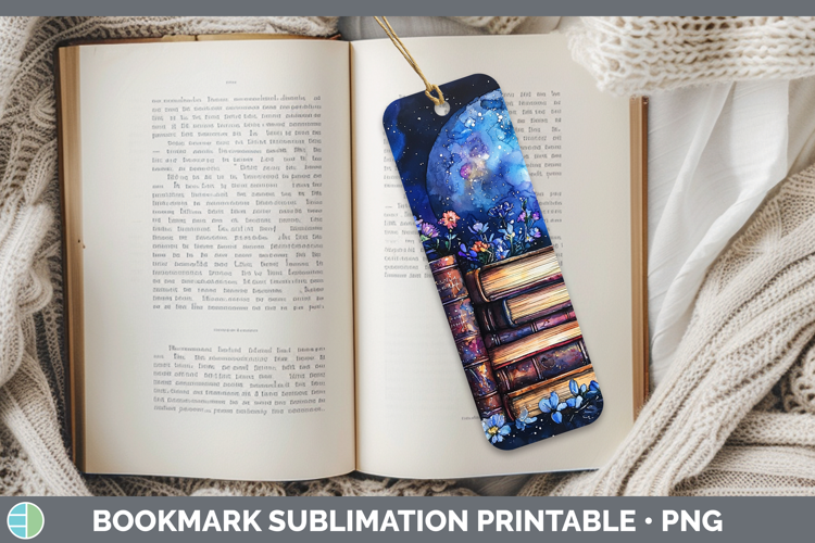 Galaxy Book Stack Bookmark Sublimation Printable Designs