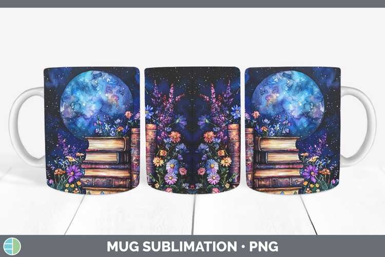 Galaxy Book Stack Mug Wrap Sublimation Coffee Cup Designs