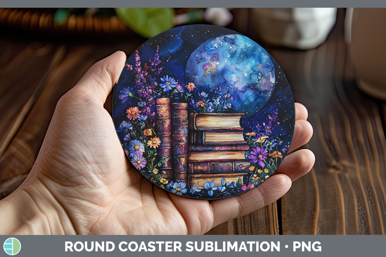 Galaxy Book Stack Round Coaster Sublimation Coaster Designs