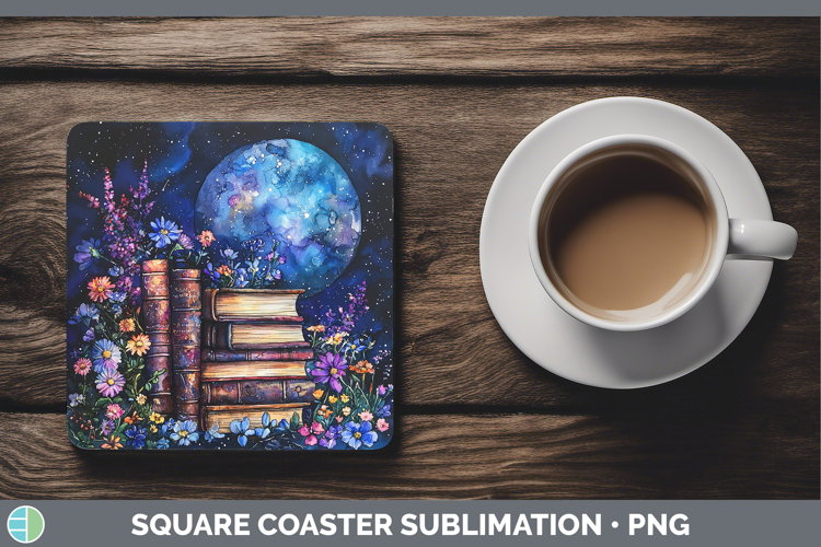 Galaxy Book Stack Square Coaster Sublimation Coaster Designs