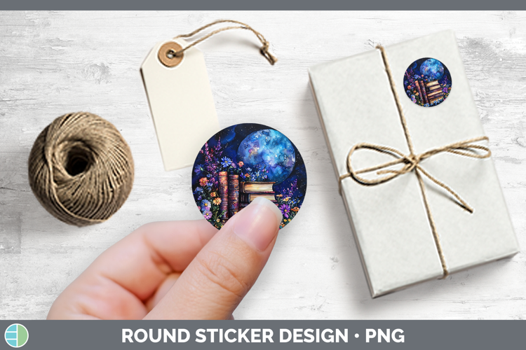 Galaxy Book Stack Stickers | Round Labels Designs