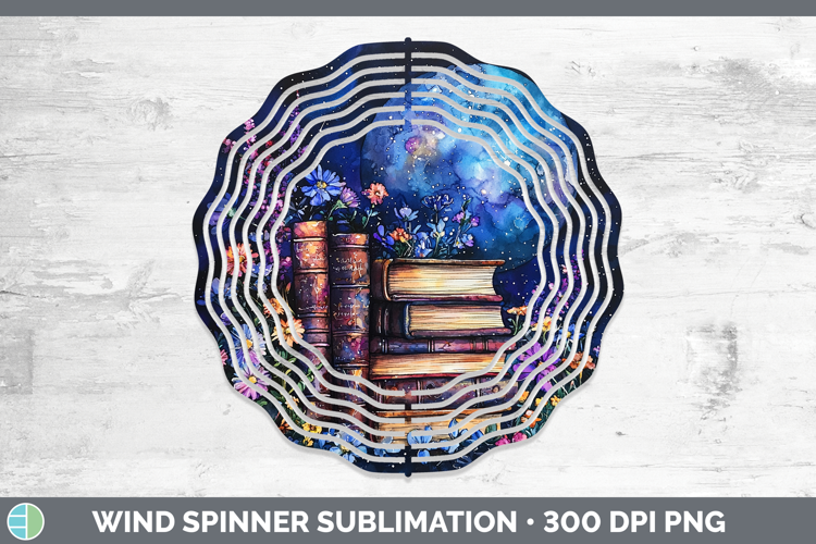 Galaxy Book Stack Wind Spinner Sublimation Spinner Designs