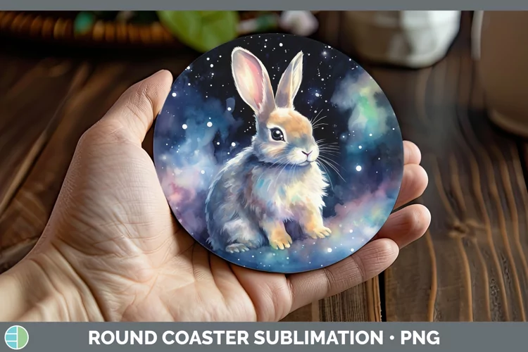 Galaxy Bunny Round Coaster Sublimation Coaster Designs