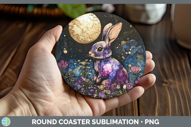 Galaxy Bunny Round Coaster Sublimation Coaster Designs