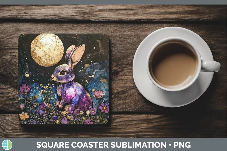 Galaxy Bunny Square Coaster Sublimation Coaster Designs