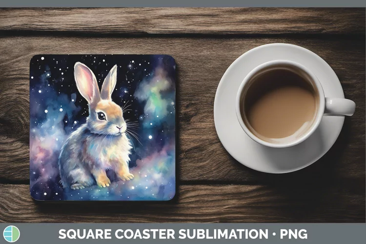 Galaxy Bunny Square Coaster Sublimation Coaster Designs
