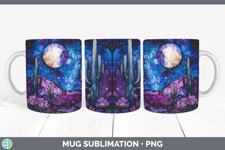 Galaxy Cactus Mug Wrap Sublimation Coffee Cup Designs