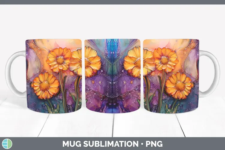 Galaxy Calendula Mug Wrap Sublimation Coffee Cup Designs