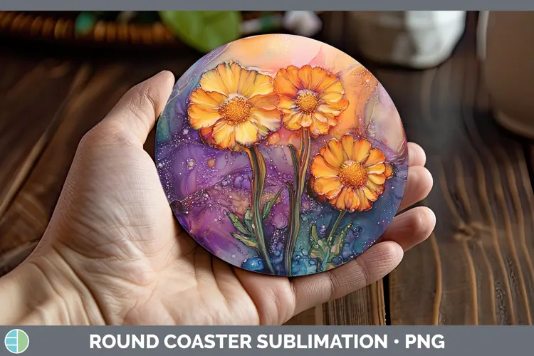 Galaxy Calendula Round Coaster Sublimation Coaster Designs