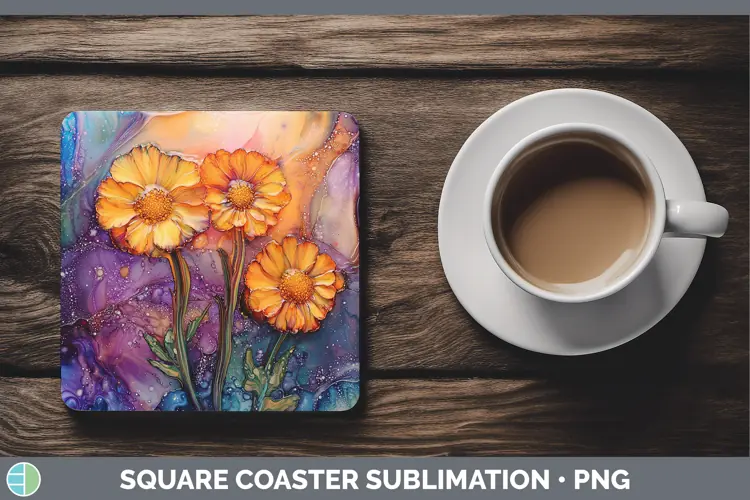 Galaxy Calendula Square Coaster Sublimation Coaster Designs