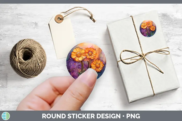 Galaxy Calendula Stickers | Round Labels Designs