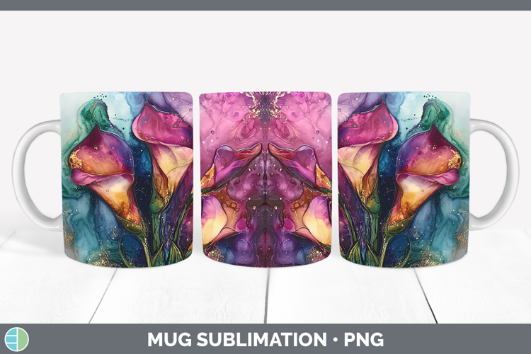 Galaxy Calla Lily Mug Wrap Sublimation Coffee Cup Designs