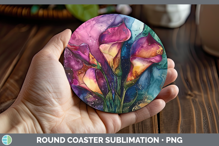 Galaxy Calla Lily Round Coaster Sublimation Coaster Designs