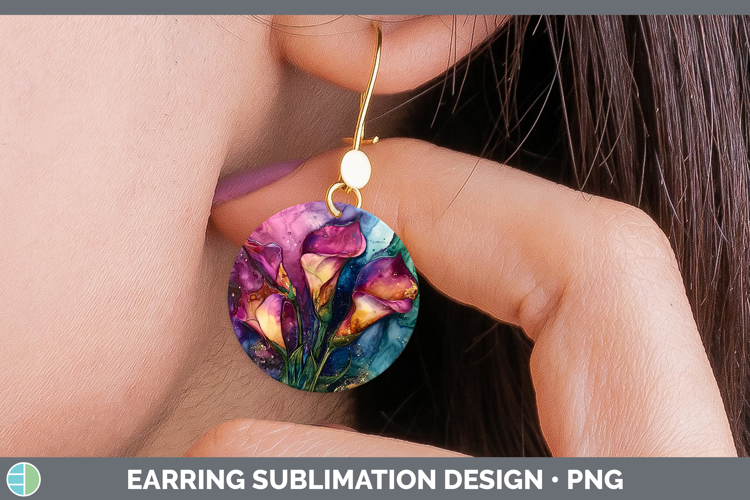 Galaxy Calla Lily Round Earrings Sublimation Earrings Design