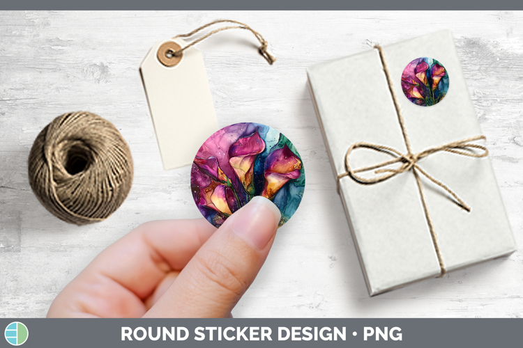 Galaxy Calla Lily Stickers | Round Labels Designs
